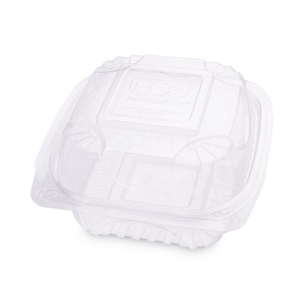 240-PACK OF Container Cmpstbl Eco-Products Compostable Clamshell Food Containers - 6x6x3 Inches - Clear - 240 Count