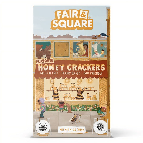 32-PACK OF Snack Crackers, Organic Honey 4oz, Fair and Square