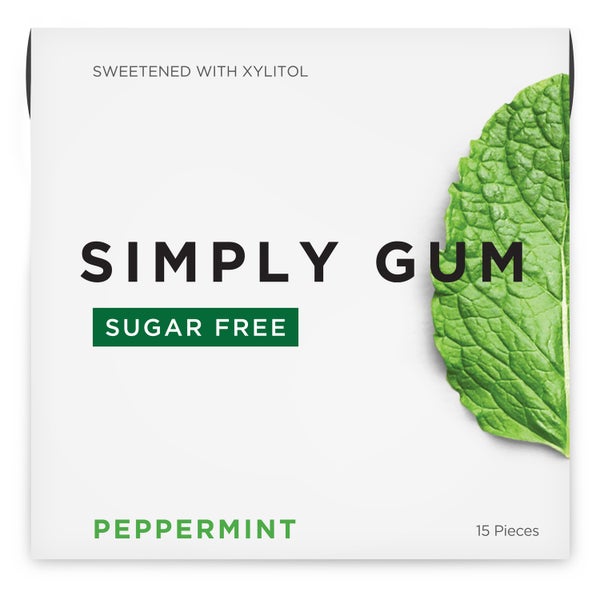 12-PACK OF Gum Chewing Peppermint Sugar Free 15CT, Simply Gum