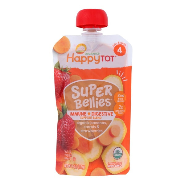 16-PACK OF Puree Banana Organic Carrots And Strawberries Happy Tot 4 oz