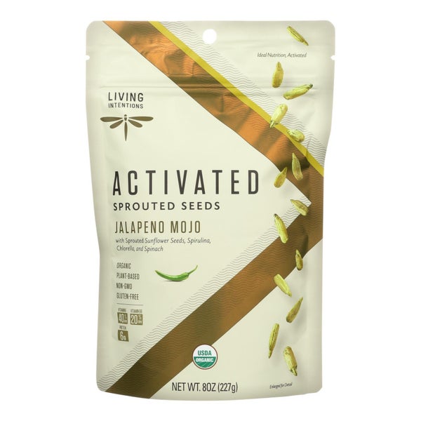 6-PACK OF Seed Sunflower Organic Sprouted Living Intentions 8 oz