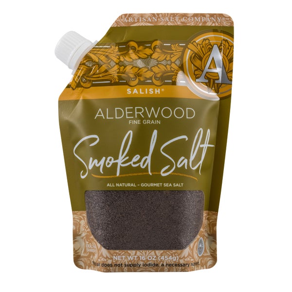 6-PACK OF Salt Salish Alderwood Smoked Fine Grain Pour Spout Pouch 6 X 16 Oz
