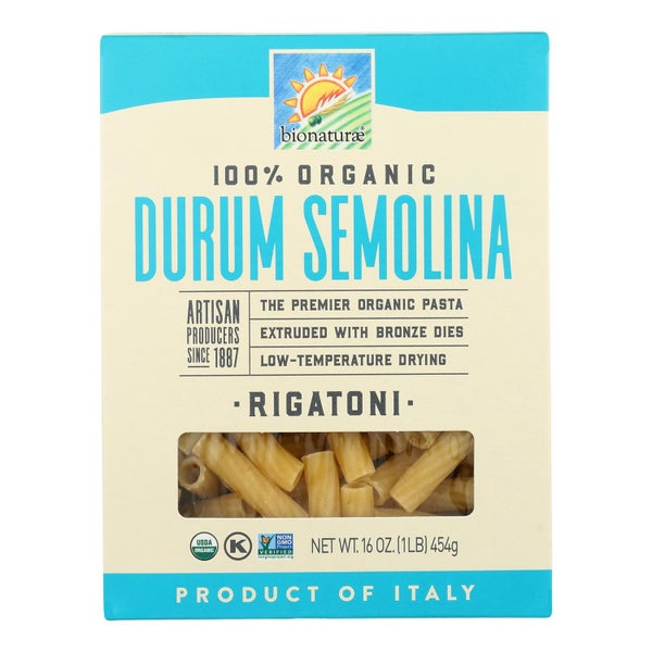 12-PACK OF Pasta Rigatoni Durum Semolina Organic Bionaturae 16 oz