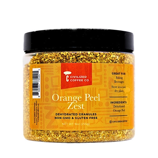 8-PACK OF Baking Orange Peel Zest Dehydrated Granules, Civilized Coffee
