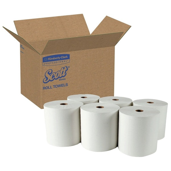 6-PACK OF Scott Essential High Capacity Hard Roll Paper Towels - 8 in. x 1000 ft. - 1.5 in. Core - White - 6 Rolls per Carton
