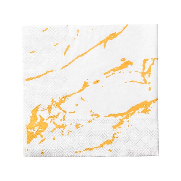 24-PACK OF Napkin Cocktail Gold Marble Design