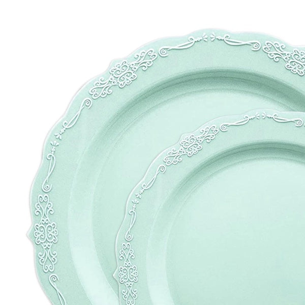 120-PACK OF Plate Set Turquoise Round Dinnerware