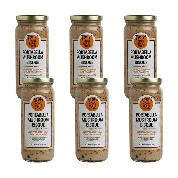 6-PACK OF Soup Bisque Mushroom Portabella Zoup Good Reall 16 oz