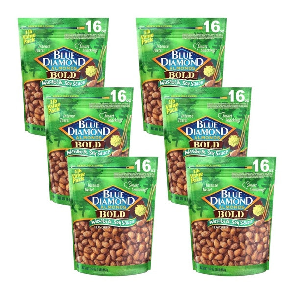 6-PACK OF Almond Whl Wasabi & Soy Bold Bluedia 16 oz