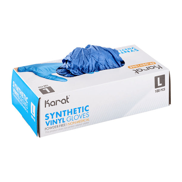 1000-PACK OF Glove Synthetic Karat 1,000 ct Synthetic Vinyl Gloves | Latex-Free | Powder-Free | Blue | Large