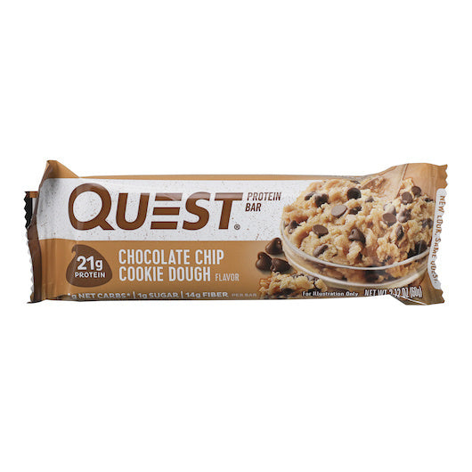 144-PACK OF Bar Gluten Free Chocolate Chip Cookie Dough Protein Bar Quest, 12 - 12 - 2.12 Oz