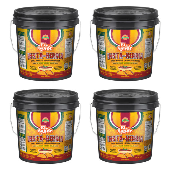 4-PACK OF Sauce Marinade Insta-Birria Gourmet Ready To Use Just add Water - 1 Gallon - 4 Pails