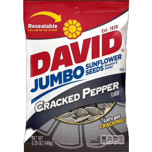 12-PACK OF Black Pepper Sunflower Seeds David Sunflower Seeds, 12 - 5.25 Oz