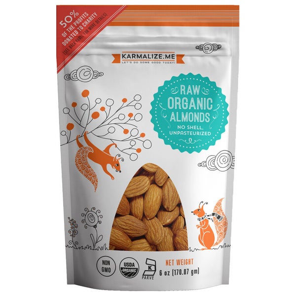 12-PACK OF Organi Almonds Raw, Karmalize