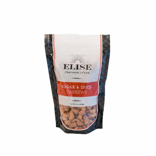 12-PACK OF Cashews Roasted, Sugar & Spice Elise Artisan Nuts