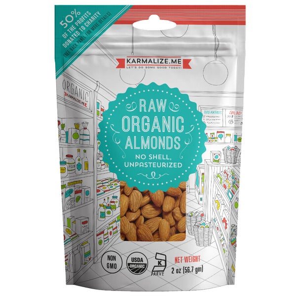 24-PACK OF Organic Almonds Raw, Karmalize