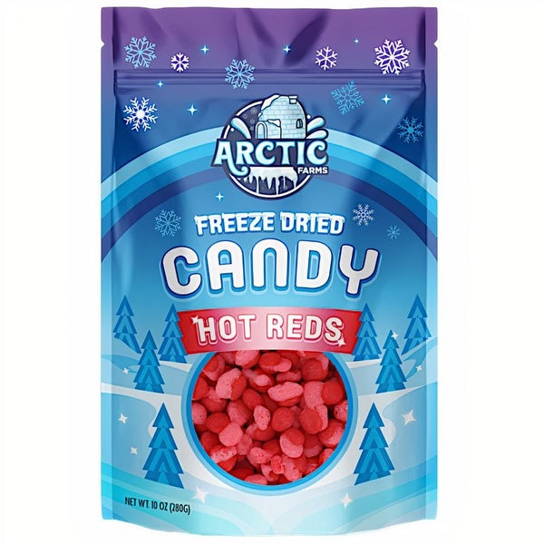 12-PACK OF Candy Freeze Dried Hot Reds Candy (Large Bag), Arctic Farms