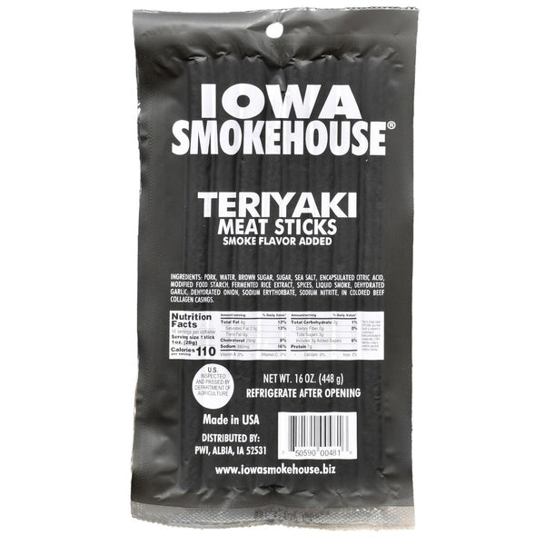 10-PACK OF Meat Sticks Teriyaki 16 oz, Iowa Smokehouse