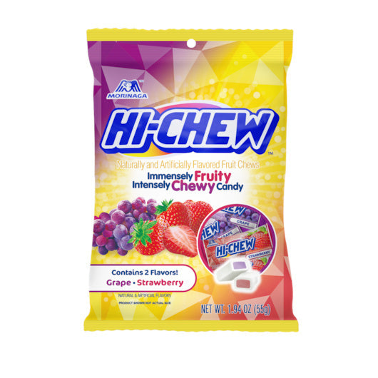 8-PACK OF Candy Fruit Chews Grape and Strawberry Candy Peg Bag