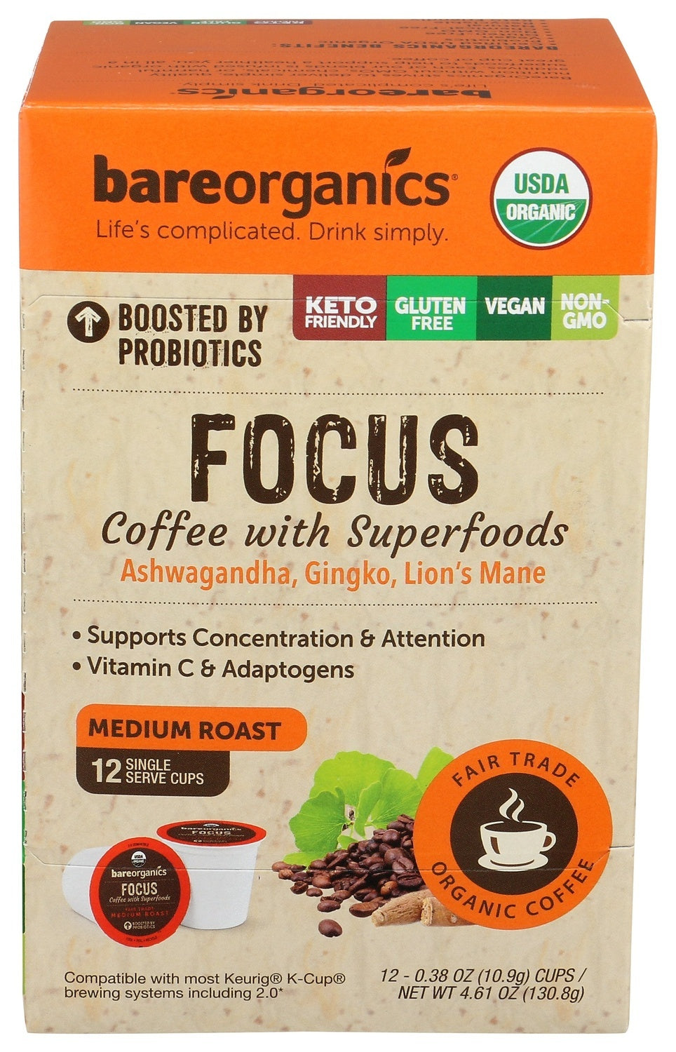 6-PACK OF COFFEE SUPLMT FOCUS, SUPERFOODS