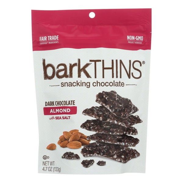 12-PACK OF SNACK CHOCOLATE DARK CHOCOLATE BARK THINS ALMOND AND SEA SALT