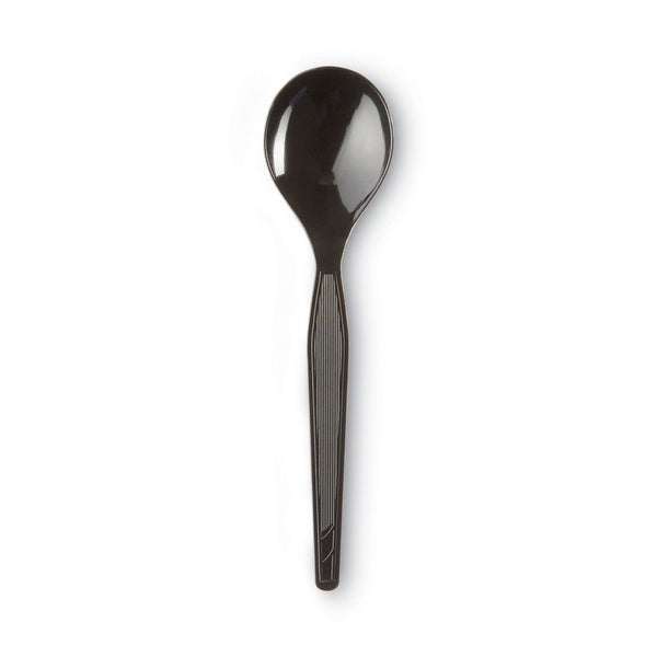 1000-PACK OF Cutlery Plastic Dixie Heavyweight Plastic Soup Spoons - 5-3/4 inch, Black - 1000 Count Carton for Catering and Events