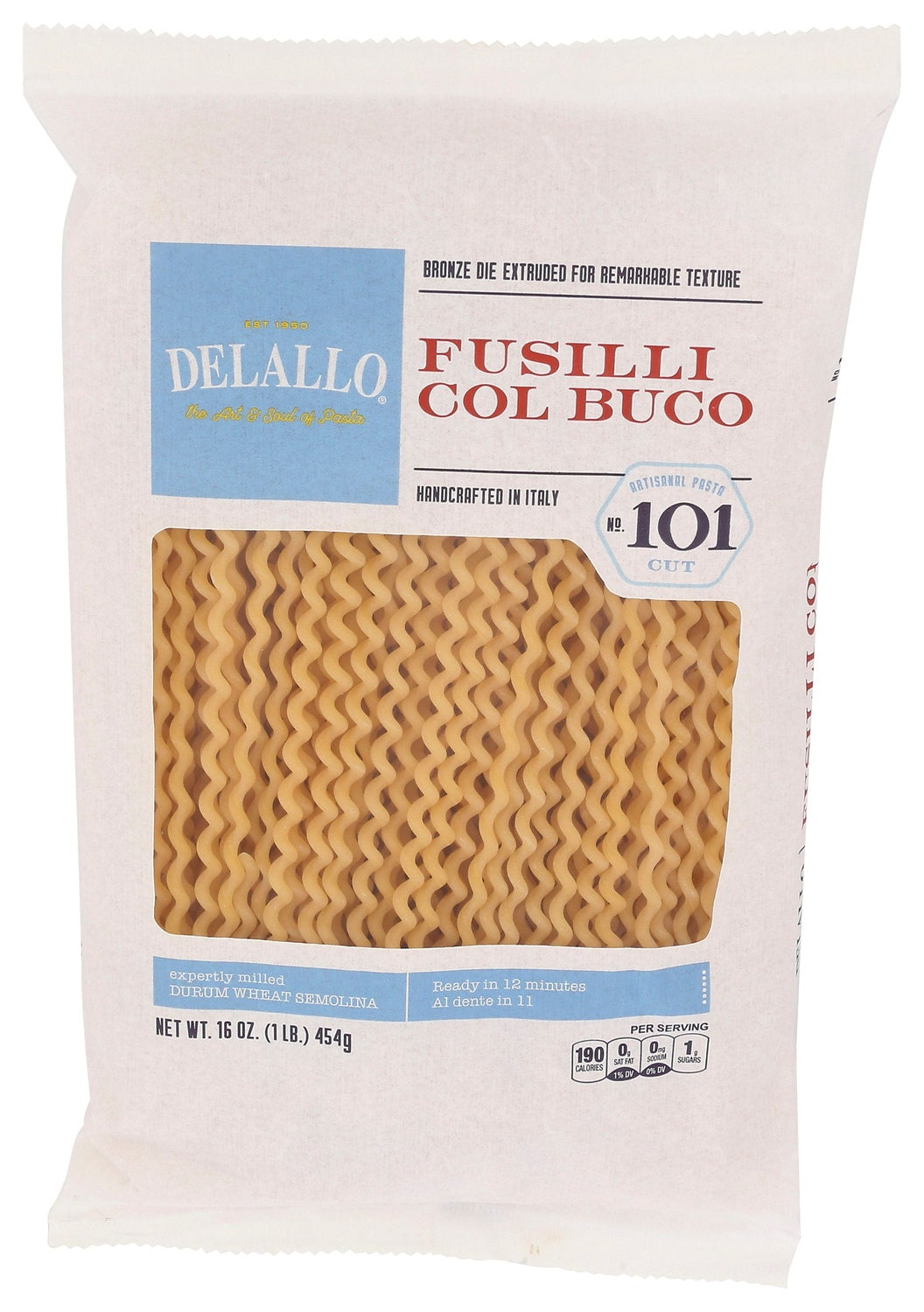 16-PACK OF PASTA FUSILLI COL BUCO, DURUM WHEAT SEMOLINA