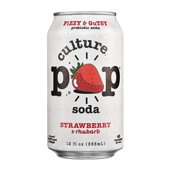 12- PACK OF SODA STRAWBERRY RHBRB PRBIOTIC