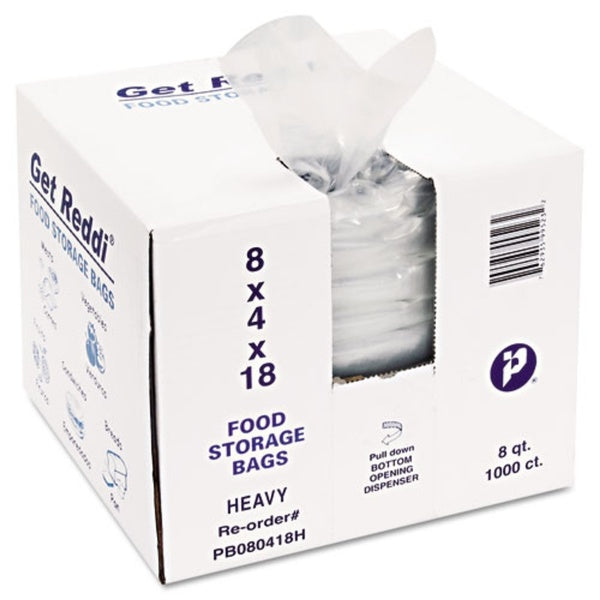 1000-PACK OF Bag Plastic Inteplast Group 8-Quart Clear Food Bags - 1 Mil Thickness, 8 in. x 18 in. - 1000 Count Carton for Safe Food Storage