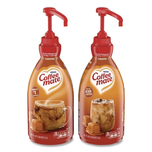 2-PACK OF Cream Coffee-Mate Liquid Creamer Pump Bottle - 50.7 oz Caramel Flavor (2 Pack) - Perfect for Coffee Lovers