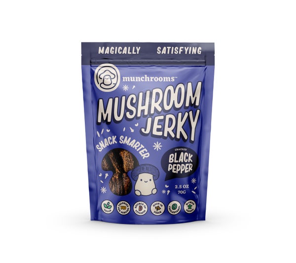 12-PACK OF Plant Based Jerky Shiitake Mushroom Cracked Black Pepper Munchrooms