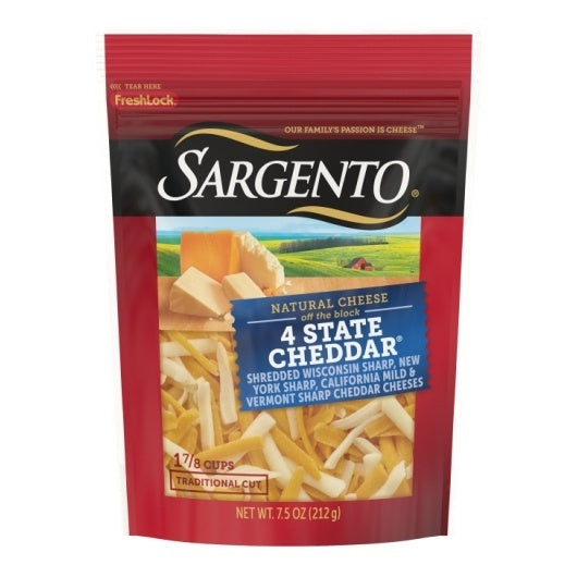 12-PACK OF Off The Block 4 State Cheddar Shreds Sargento, 12 - 7.5 Oz