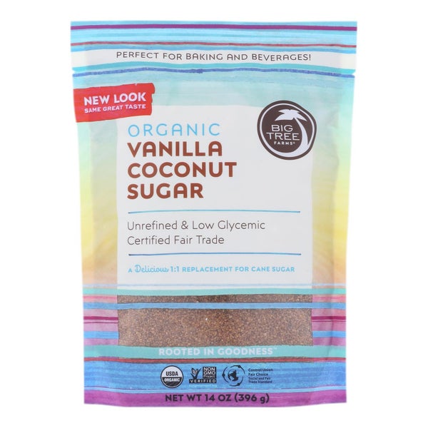 6-PACK OF Sugar Coconut Palm Vanilla Organic Big Tree Farms 14 oz