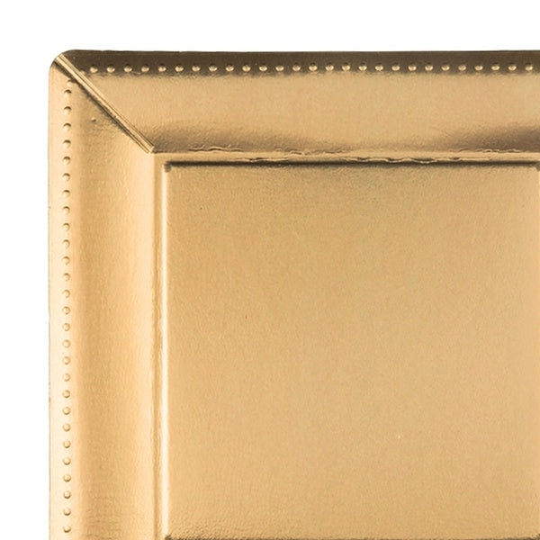 12-PACK OF Plate Paper 13" Gold Square Rim