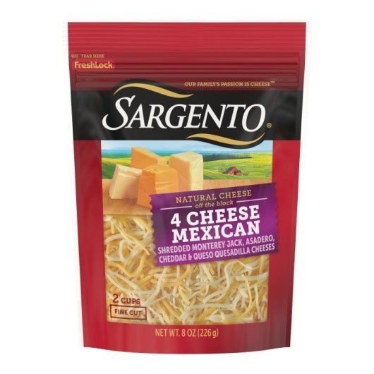 12-PACK OF Off The Block Fine Cut Mexican Cheese Blend Shredded Sargento, 12 - 8 Oz