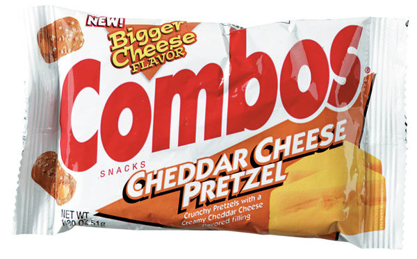 18-PACK OF PRETZEL FILLED COMBOS CHEDDAR CHEESE PRETZEL CRACKERS