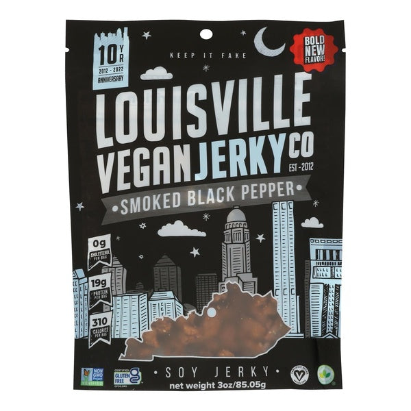 10-PACK OF VEGETARIAN MEAT JERKY, SMOKED BLACK PEPPER