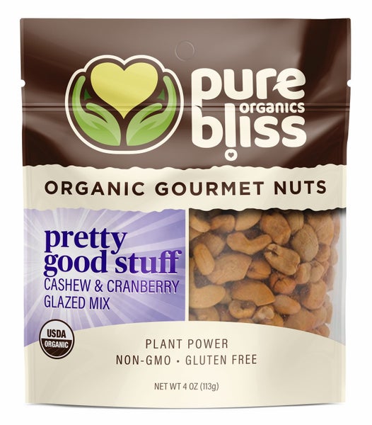 6-PACK OF Organic Gourmet Nuts Cashew Cranberry Mix Pretty Good Stuff, Pure Bliss Organics