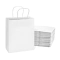 25-PACK OF Bag Paper 8x4x10 Inch 25 Count White 120 GSM Small Prime Line Packaging Kraft Paper Bags with Handles, Shopping Bags for Small Business, Restaurant, Retail, Delivery, in Bulk