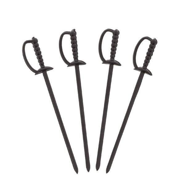10000-PACK OF AmerCareRoyal RP147BK 6-Inch Black Plastic Sword Picks - 10,000 Count Carton for Parties and Events