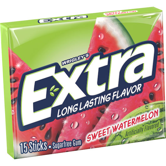 120-PACK OF 15 Sticks Fruit Sensations Sweet Watermelon Gum Extra Chewing Gum, 12 - 10 - 15 Pc