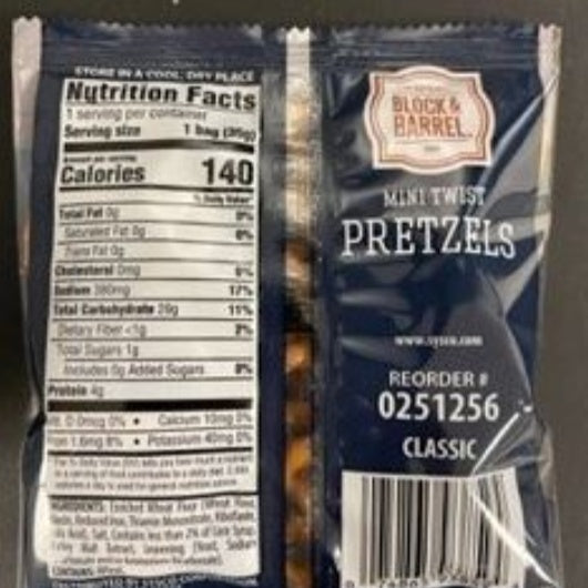 72-PACK OF Pretzel Mini Twist Block & Barrel, 72 - 1.25 OZ