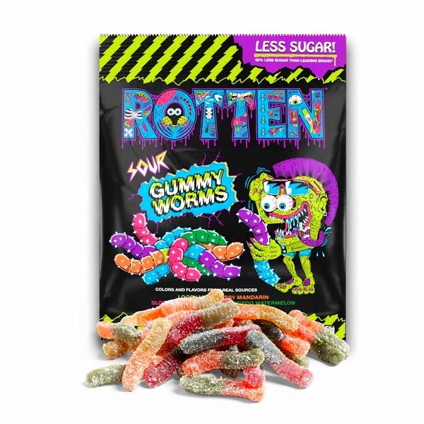 48-PACK OF Candy Gummy Worms Sour, Rotten