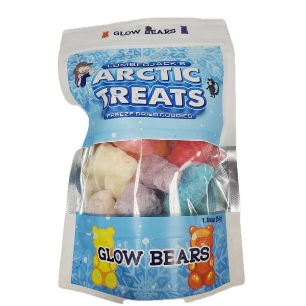 6-PACK OF Candy Freeze Dried Glow Bears, Lumberjack's Arctic Treats