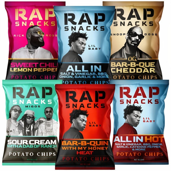 60-PACK OF Snack Potato Chip Variety Box 7 (6 Flavors) Rap Snacks, AI Distribution