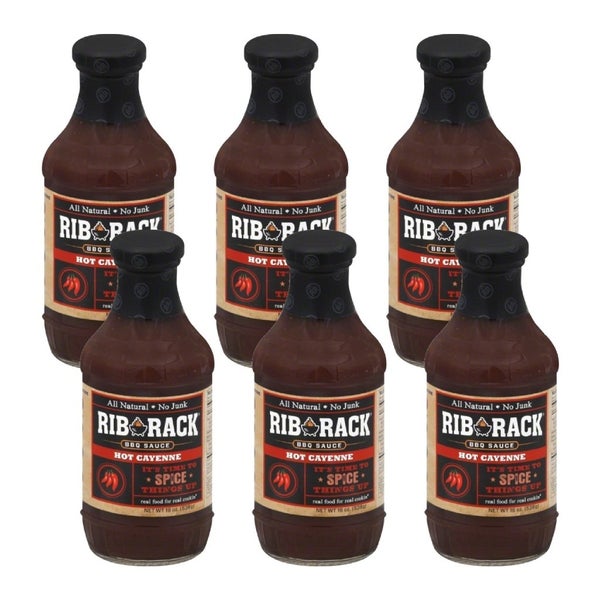 6-PACK OF Sauce Bbq Hot Cayenne Rib Rack 19 oz