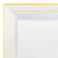 12-PACK OF Plate Plastic 9.5" White Gold Rim
