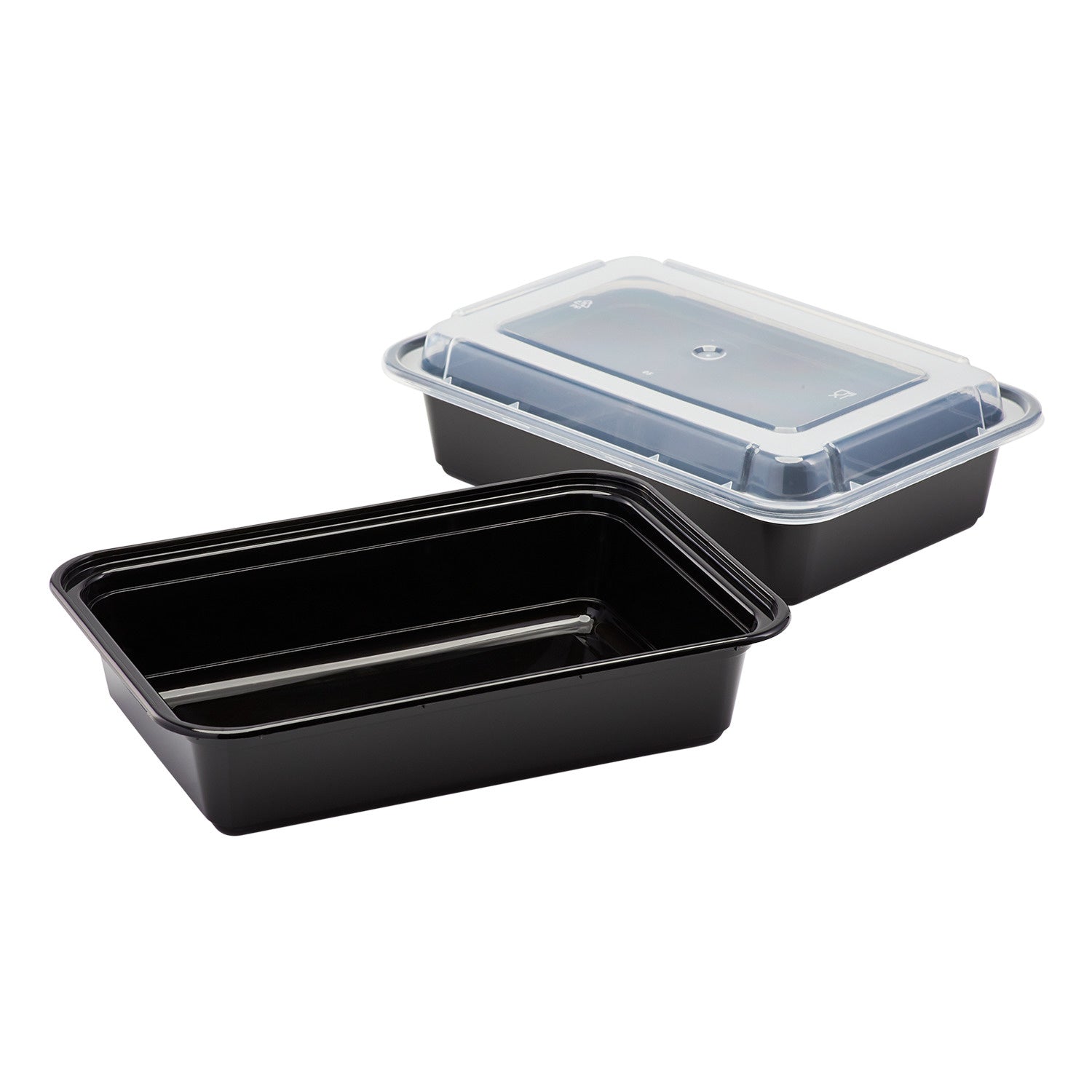 150-PACK OF Container Takeout Karat 150 sets 38 oz PP Plastic Microwavable Rectangular Food Containers & Lids, Black