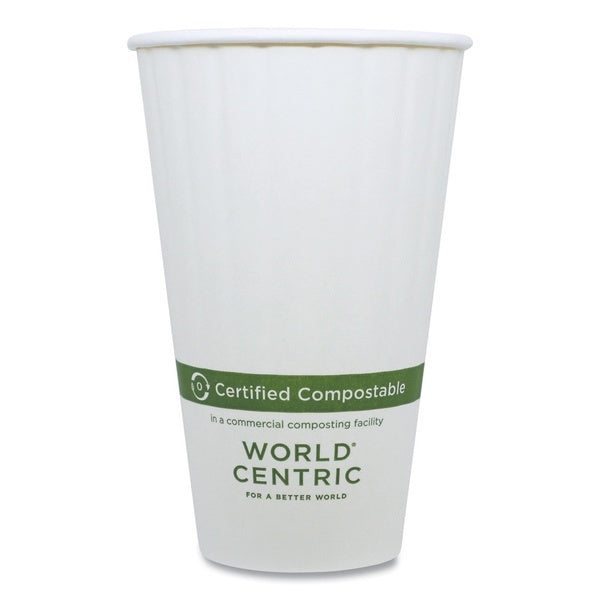 600-PACK OF Cup Paper World Centric 16 oz Double Wall Paper Hot Cups - Eco-Friendly, Compostable, and Heat Retaining (600 Count)
