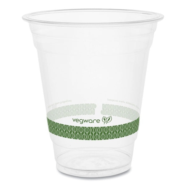 1000-PACK OF Cup Cold Eco-Friendly Vegware R360Y-G 12 oz Compostable Cold Cup - Clear and Green (1000 Count)
